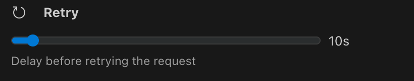 API requests retry setting with delay slider